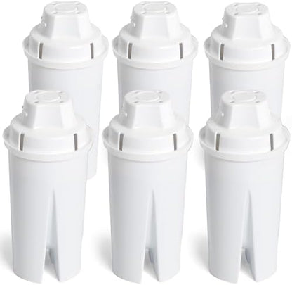 Amazon Basics Replacement Water Filters for Water Pitchers, BPA-Free, WQA & NSF Certified, Compatible with Brita Water Pitchers & Drinking Water Filter Systems, 1 Year Filter Supply, 6-Pack
