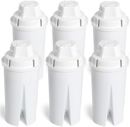 Amazon Basics Replacement Water Filters for Water Pitchers, BPA-Free, WQA & NSF Certified, Compatible with Brita Water Pitchers & Drinking Water Filter Systems, 1 Year Filter Supply, 6-Pack