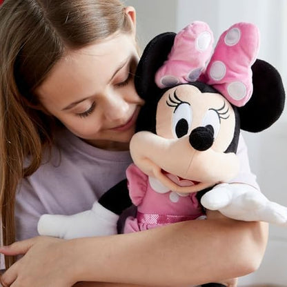 DISNEY STORE Official Minnie Mouse Pink Dress Medium Soft Toy for Kids, Cuddly Character with Fuzzy Texture and Embroidered Details, Disney Plushy Suitable for All Ages.