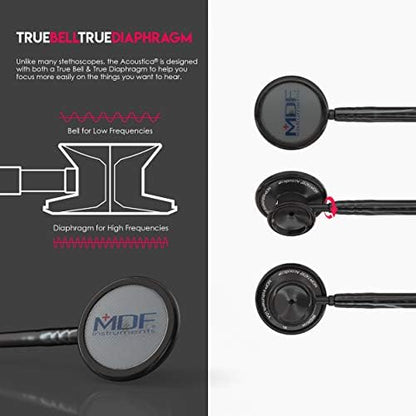 MDF Instruments, Acoustica Lightweight Stethoscope for Doctors, Nurses, Students, Home Health Use, Adult, Dual Head, Pastel Purple Tube, Pink Alloy Chestpiece-Headset, MDF747XPPA07