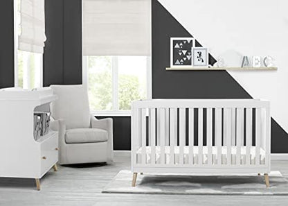 Delta Children Essex 4-in-1 Convertible Baby Crib, Bianca White with Natural Legs