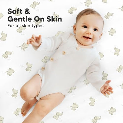 2-Pack Mini Crib Sheets Fitted - 38x26 Pack N Play Sheets for Pack and Play Mattress, Organic Cotton, Soft & Breathable Playard Bedding, Neutral Mini Toddler Bed Cover for Boys, Girls (Elly)