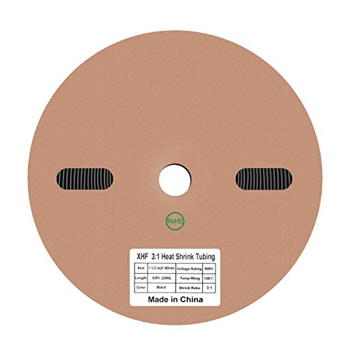 XHF 82Ft 1-1/2 Inch Waterproof Heat Shrink Tubing 3:1 Marine Grade Wire Cable Adhesive Lined Tube Insulation Seal Against Moisture Corrosion and air Leakage Black