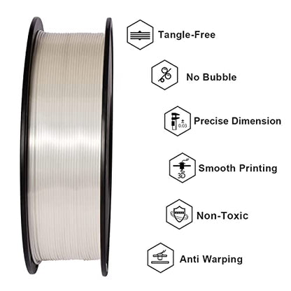 GIANTARM 3D Printer Filament, Silk White Pla Filament, 1Kg(2.2lbs) Spool, 1.75mm Dimension Accuracy +/- 0.03mm, 3D Printing Filament