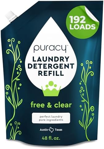 Puracy Laundry Detergent Refill - Enzyme-Powered Liquid Detergent Concentrate, Natural Laundry Detergent Seen on TikTok, Non-Toxic (Free & Clear, 48 fl oz, 192 Loads)
