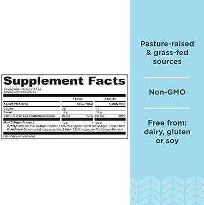 Ancient Nutrition Collagen Peptides Powder, Multi Collagen Protein, Women & Men, Vitamin C, Probiotics, Hydrolyzed Collagen, Supports Skin, Joints, Gut Health, Unflavored, 60 Servings