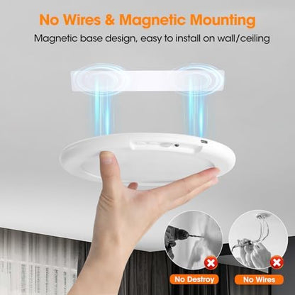 Rechargeable Motion Sensor Ceiling Light with Remote - Magnetic Wireless Ceiling Light Battery Powered for Closet Shower Stairs Shed Hallway Porch Patio ect