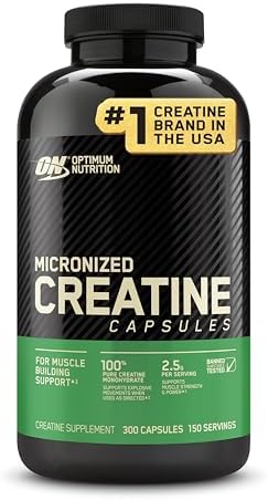 Optimum Nutrition Micronized Creatine Monohydrate Capsules, Keto Friendly, 2500mg, 300 Capsules (Packaging May Vary)
