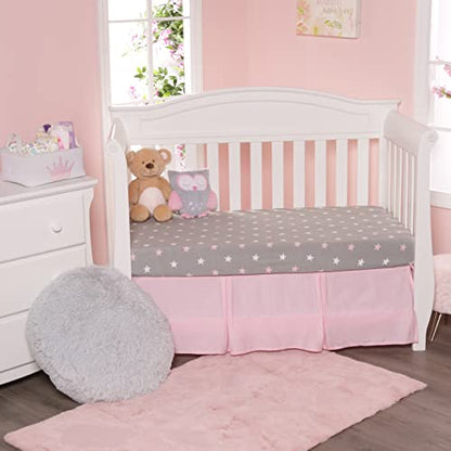 2 Pack Fitted Crib Sheets for Girls in 100% Jersey Knit Cotton – Girl’s Crib Mattress Sheets with a Nature Theme of Owls with Purple and Pink Hearts and a Gray Sheet with Pink Hearts by Everyday Kids