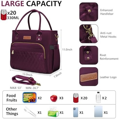 MIYCOO Lunch Bag Lunch Box Women - Leakproof Insulated Lunch Cooler Bag for Women - Large Lunch Tote Bags Adults, Purple