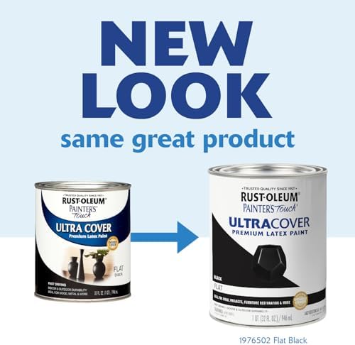 Rust-Oleum 1976502 Painter's Touch Latex Paint, Flat Black 32 Fl Oz, 1 Quarts, (Pack of 1)