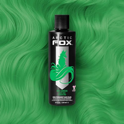 ARCTIC FOX Vegan and Cruelty-Free Semi-Permanent Hair Color Dye (8 Fl Oz, IRIS GREEN)