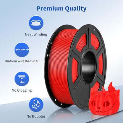 ANYCUBIC PLA Filament 1.75mm Bundle, 3D Printing PLA Filament 1.75mm Dimensional Accuracy +/- 0.02mm, 1KG Reusable Spool (2.2 lbs), 2KG Red + Red