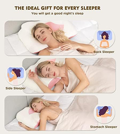 Osteo Cervical Pillow for Neck Pain Relief, Hollow Design Odorless Memory Foam Pillows with Cooling Case, Adjustable Orthopedic Bed Pillow for Sleeping, Support for Side Back Sleepers