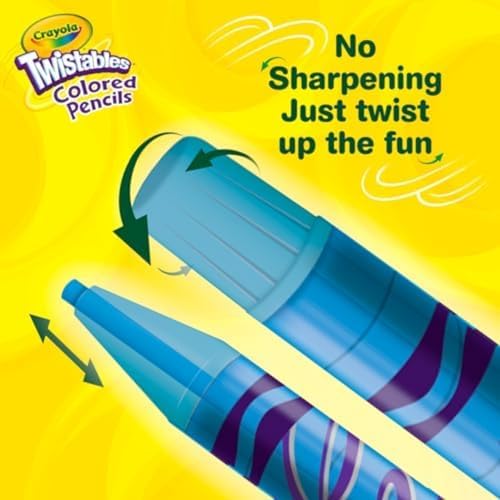 Crayola Twistables Colored Pencil Set for Kids (50ct), No Sharpen Coloring Book Pencils, Essential Classroom Supplies, Cute Back to School Gifts for Kids, 4+