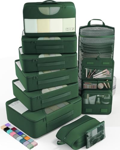 Veken 10 Set Packing Cubes for Travel Essential, Suitcase Organizer Bags in 4 Sizes, Carry-On Luggage Accessories with Large Laundry & Hanging Toiletry Bag, Must-Have for Airplane, Road Trip & Camping