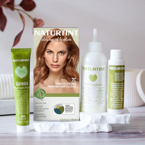 Naturtint 7C Terracotta Blonde Permanent Hair Color (Pack of 6), Ammonia Free, Vegan, Cruelty Free, up to 100% Gray Coverage, Long Lasting Results (Packaging may vary)