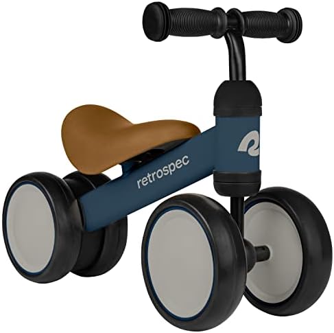 Retrospec Cricket Baby Walker Balance Bike with 4 Wheels for Ages 12-24 Months - Baby Toys & Toddler Toys for 1 Year Olds - Ride On Bicycle - Boys & Girls