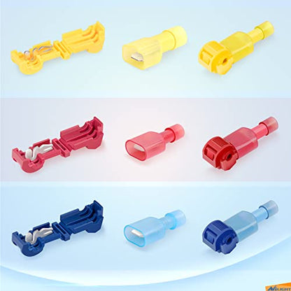 Nilight 360PCS T-Tap Wire Connectors Self-Stripping Quick Splice Electrical Terminals Insulated Male Disconnect Spade Assortment Kit with Storage Case