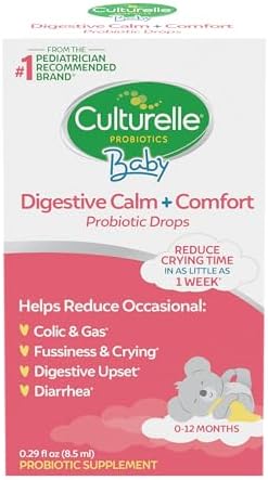 Culturelle Baby Digestive Calm & Comfort Probiotic (Age 0-12 Mos) 8.5Ml, Helps Periodic Colic, Gas, Fussiness, Crying & Digestive Upset In Infants & Newborns, Vegan Non-Gmo Gluten-Free, 1 Mos. Supply