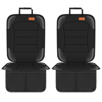 Siivton Car Seat Protector for Child Seat Cushion for Leather and Fabric Seats, 2 Mesh Pockets, Non-Slip Backing, Carseat Protectors for Vehicles, Baby, Pets (2 Pack)