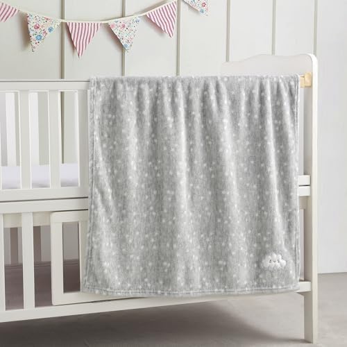 CREVENT 2Pcs 30''X40'' Cute Cozy Fluffy Warm Baby Blankets for Infants Toddlers' Bedding Crib Cot Stroller - Grey Cloud + Minky Animal