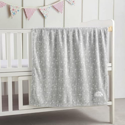 CREVENT 2Pcs 30''X40'' Cute Cozy Fluffy Warm Baby Blankets for Infants Toddlers' Bedding Crib Cot Stroller - Grey Cloud + Minky Animal