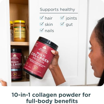 Ancient Nutrition Collagen Peptides Powder, Multi Collagen Protein, Women & Men, Vitamin C, Probiotics, Hydrolyzed Collagen, Supports Skin, Joints, Gut Health, Unflavored, 40 Servings