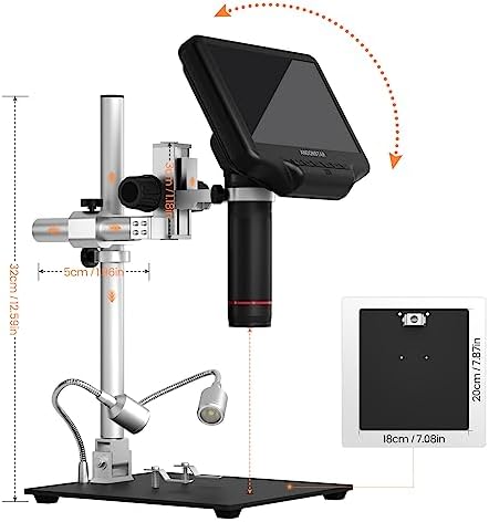Andonstar AD407 Pro 3D HDMI Soldering Digital Microscope with Pro Metal Stand 4MP UHD and 7 inch Adjustable LCD Screen USB Video Microscopes for Phone Repairing SMT SMD DIY