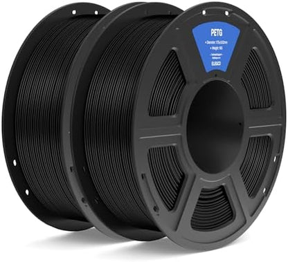 ELEGOO PETG Filament 1.75mm Black 2KG, 3D Printer Filament Dimensional Accuracy +/- 0.02 mm, 2pcs 1kg Spool(2.2lbs) Fits for Most FDM 3D Printers