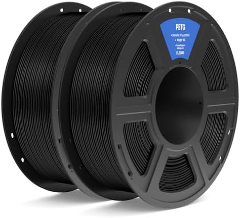 ELEGOO PETG Filament 1.75mm Black 2KG, 3D Printer Filament Dimensional Accuracy +/- 0.02 mm, 2pcs 1kg Spool(2.2lbs) Fits for Most FDM 3D Printers