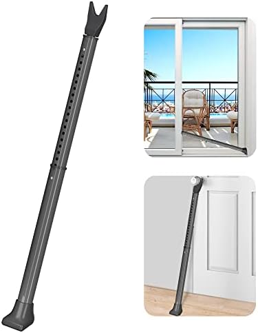 AceMining Upgraded Door Security Bar & Sliding Patio Bar, Heavy Duty Stoppers Adjustable Jammer for Home, Apartment, Travel (1 Pack,Grey)