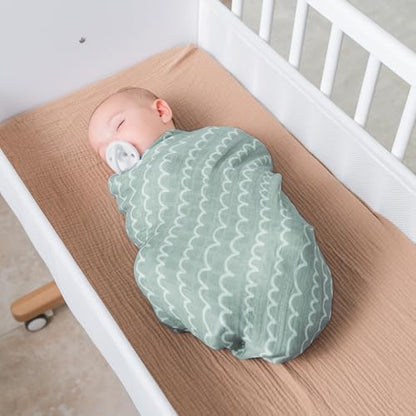 Comfy Cubs Muslin Swaddle Blankets Pack of 4, 47 x 47 Inches, Soft Cotton Baby Blanket Set, Large Multipurpose Swaddling Wraps for Newborns - Self-Soothing Swaddle - Sun, Rainbow, Rain, Doodle