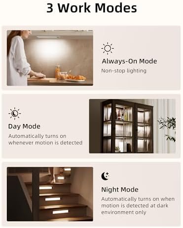 EZVALO Under Cabinet Lights, LED Closet Lights Wireless USB Charging, Motion Sensor Lighting Indoor 5700K Dimmable with Remote Control (White) 5 Pack