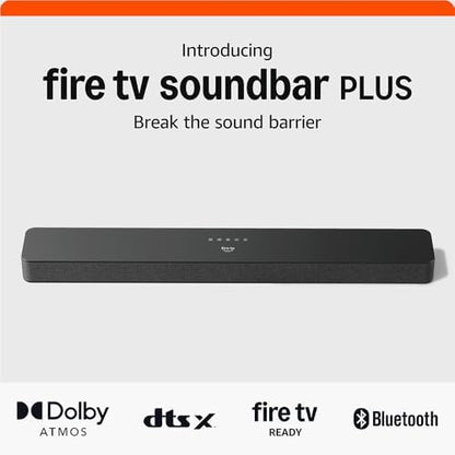 Amazon Fire TV Soundbar Plus (newest model) with built-in subwoofer, 3.1 channel, Dolby Atmos, clear dialogue