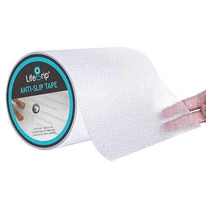 LifeGrip Anti Slip Transparent Anti Slip Tape, 8 inch by 30 feet, Non-Slip Traction Grip Tape to Tubs, Boats, Stairs, Clear, Soft, Comfortable for Bare feet (8" X 30')
