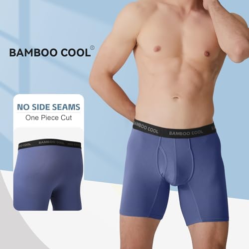 BAMBOO COOL Men's Ultra ComfortSoft Underwear, Moisture Wicking & Breathable No Ride Up Boxer Briefs with Fly, Multipack