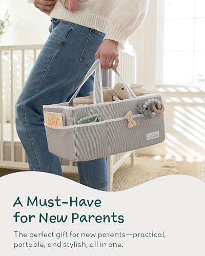 Lily Miles Baby Diaper Caddy - Large Organizer Tote Bag for Newborn essentials Boy or Girl - Baby Shower Basket - Nursery Must Haves - Registry Favorites - Newborn Caddie Car Travel