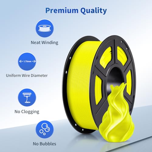 ANYCUBIC PLA 3D Printer Filament, Glow in The Dark, 3D Printing PLA Filament 1.75mm Dimensional Accuracy +/- 0.02mm, 1KG Spool (2.2 lbs), Yellow PLA, Glow Yellow