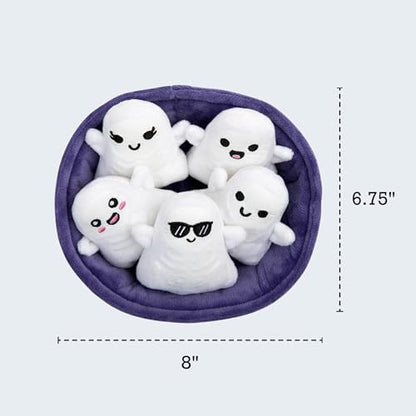 WHAT DO YOU MEME? Emotional Support Ghosts by Relatable, Cuddly Stuffed Animals, Plushies, and Cute Stuff, Great Gift Ideas for Loved Ones of All Ages, Includes 5 Plushies with Carrying Basket