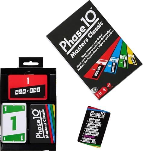 Mattel Games Phase 10 Masters Classic Card Game Including 60 Phase Target Cards That Can Be Played in Any Order for 2 to 6 Players