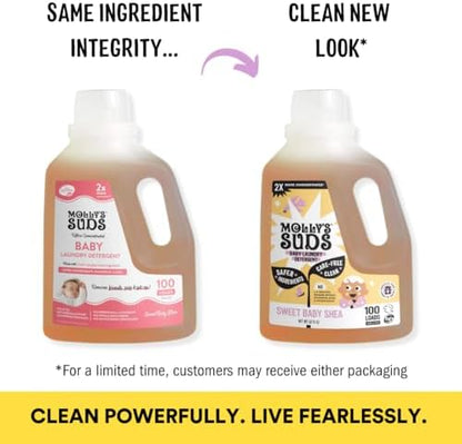 Molly's Suds Baby Liquid Laundry Detergent | Removes Formula, Poop & Spit-Up Stains | Extra Gentle for Infants, Babies, Toddlers (Sweet Baby Shea, 200 Loads)