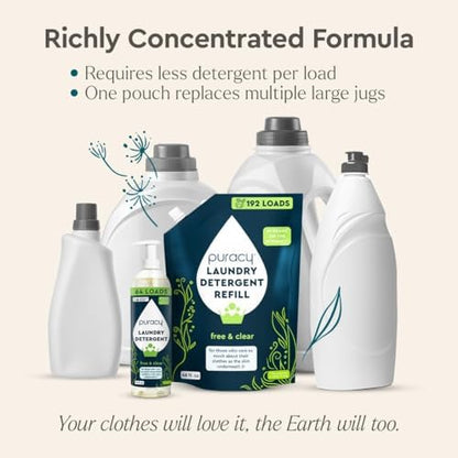 Puracy Laundry Detergent - Enzyme-Powered Liquid Laundry Detergent Concentrate, Natural LaundryDetergent Seen on TikTok, Non-Toxic (Cherry Blossom, 16 fl oz, 64 Loads)