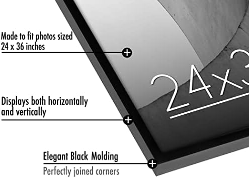 Americanflat 24x36 Poster Frame with Polished Plexiglass - Streamline Collection - Thin Border Picture Frame for Wall Display - Hanging Hardware Included - Black