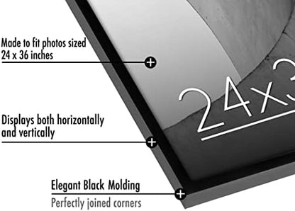 Americanflat 24x36 Poster Frame with Polished Plexiglass - Streamline Collection - Thin Border Picture Frame for Wall Display - Hanging Hardware Included - Black