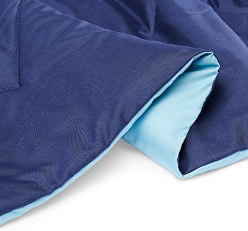 Amazon Basics Comforter Blanket Twin/Twin XL, Reversible Lightweight Microfiber All Season Blanket, Navy/Sky Blue