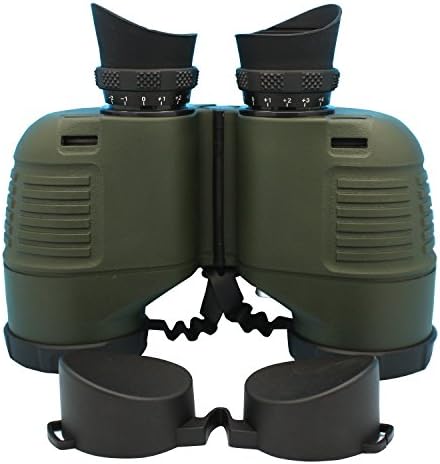 Hooway 7x50 HD Waterproof Military Marine Binoculars w/Internal Rangefinder & Compass for,Bird Watching,Boating and More(Army Green) …