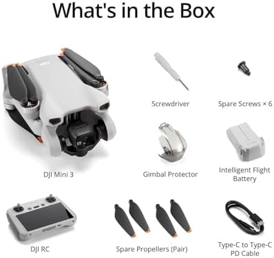 DJI Mini 3 (DJI RC), Lightweight 3x Mechanical Gimbal Drones with Camera for Adults 4K, 38-min Flight Time, up to 32800ft (10km) Video Transmission, Vertical Shooting, GPS Auto Return Integrated