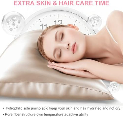 Mulberry Silk Pillow Cases 2 Pack Standard Size 20x26 Inches with Hidden Zipper, Ultra Smooth and Soft Breathable Cooling Silk Satin Pillowcase Set of 2, Better for Hair and Skin, Gifts for Women Men