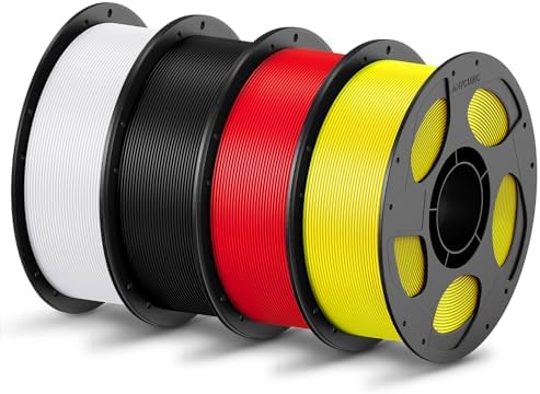 ANYCUBIC PLA Filament 1.75mm Bundle, RFID 3D Printing PLA Filament 1.75mm Dimensional Accuracy +/- 0.02mm, 1KG Reusable Spool (2.2 lbs), 4KG White + Black + Red + Yellow